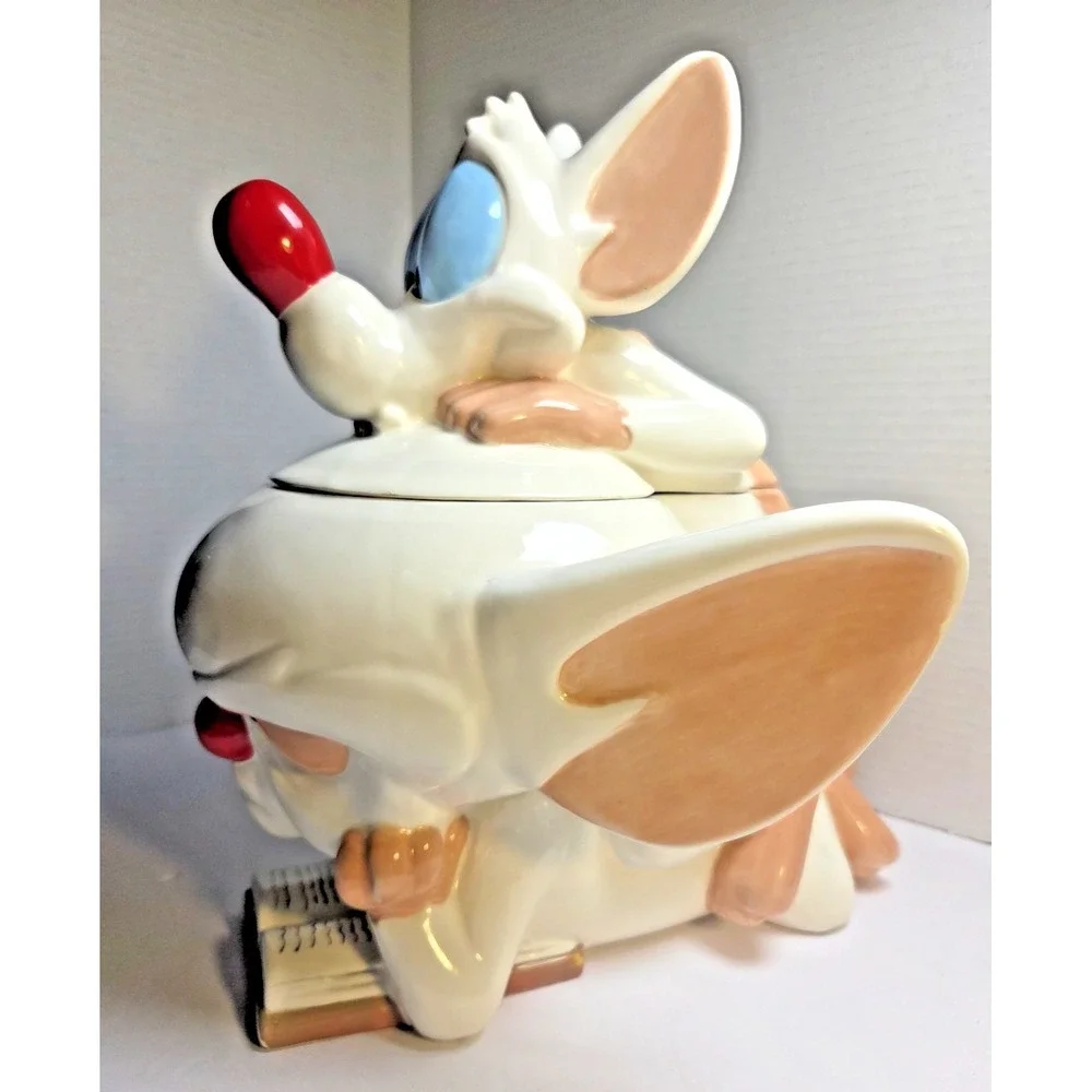 Warner Bros. Studio Store Pinky and the Brain Ceramic Cookie Jar, Lid, 1997